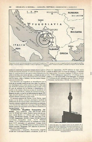 LAMINA ESPASA 26614: Mapa de la zona del Adriatico durante el seismo de 1979