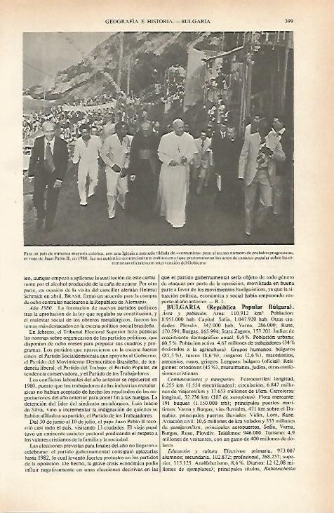 LAMINA ESPASA 26618: Viaje de Juan Pablo II a Bulgaria en 1980