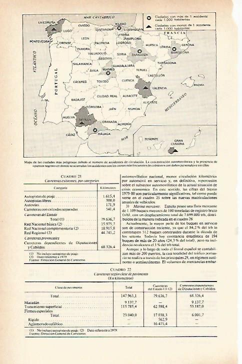 LAMINA ESPASA 26627: Mapa de España de accidentes de trafico