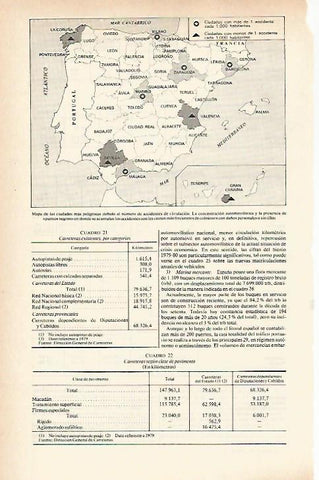 LAMINA ESPASA 26627: Mapa de España de accidentes de trafico