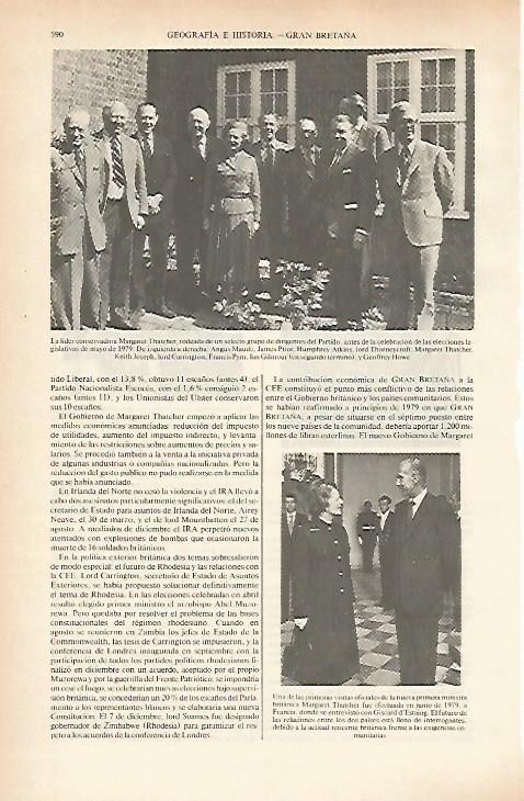 LAMINA ESPASA 26645: M. Thatcher con dirigentes de su partido