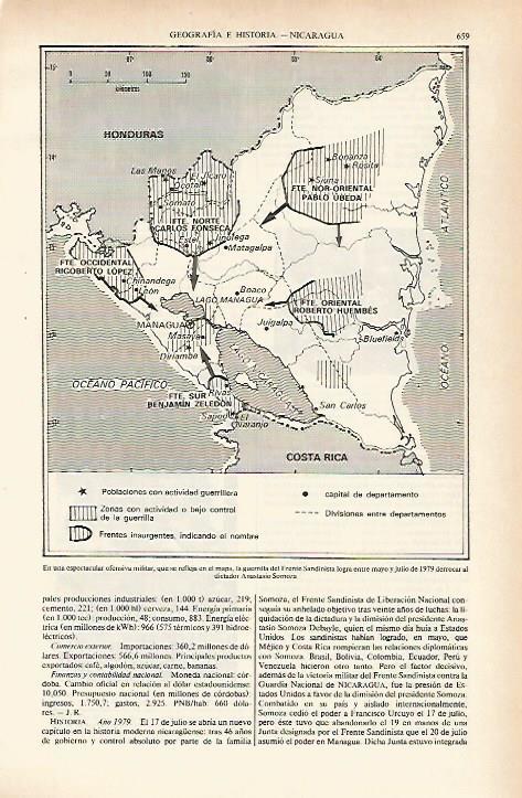 LAMINA ESPASA 26657: Mapa de la ofensiva sandinista en 1979