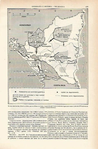 LAMINA ESPASA 26657: Mapa de la ofensiva sandinista en 1979