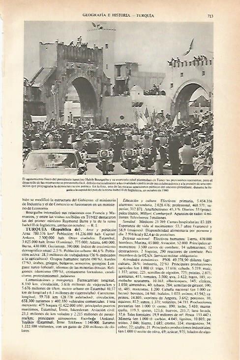 LAMINA ESPASA 26666: Llegada de Isabel II a Tunez en 1980