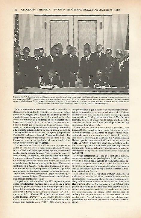 LAMINA ESPASA 26670: Firma del Acuerdo SALT II entre la Union Sovietica y Estados Unidos