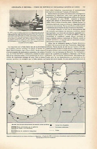 LAMINA ESPASA 26671: Mapa de las tropas sovieticas en Afganistan