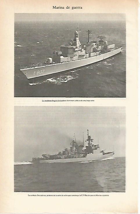 LAMINA ESPASA 26685: Fragata holandesa Kortenaer y la corbeta Descubierta de la Marina española