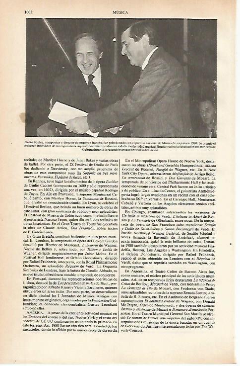 LAMINA ESPASA 26691: Entrega del premio nacional de Musica de Francia a Pierre Boulez