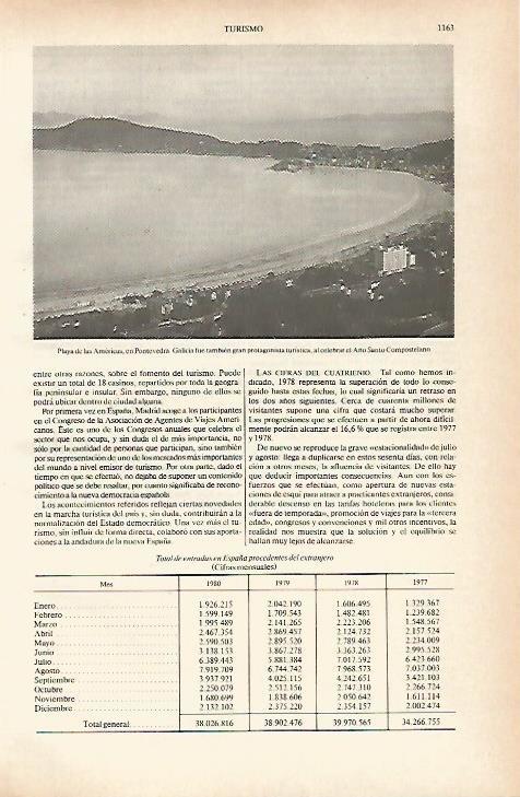 LAMINA ESPASA 26714: Playa de las Americas en Pontevedra