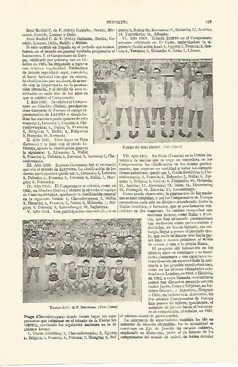 LAMINA ESPASA 26727: Equipo del Real Madrid y del FC Barcelona