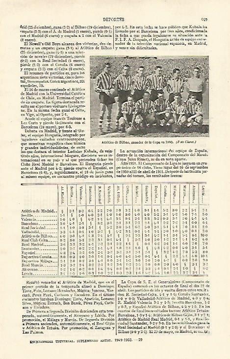 LAMINA ESPASA 26730: Atletico de Bilbao en 1950
