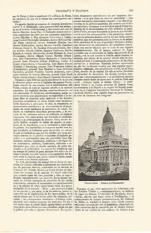 LAMINA ESPASA 26759: Palacio del Parlamento en Buenos Aires