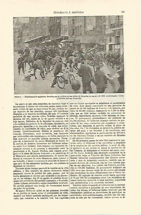 LAMINA ESPASA 26762: Manifestacion socialista en Bruselas en 1950
