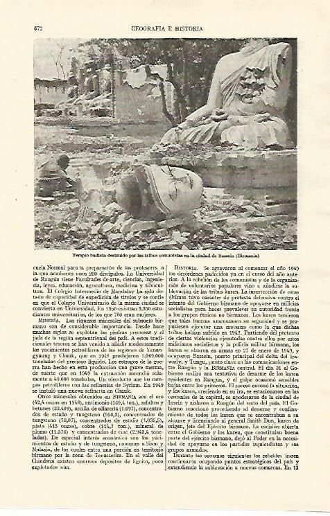 LAMINA ESPASA 26763: Templo budista destruido en Bassein Birmania