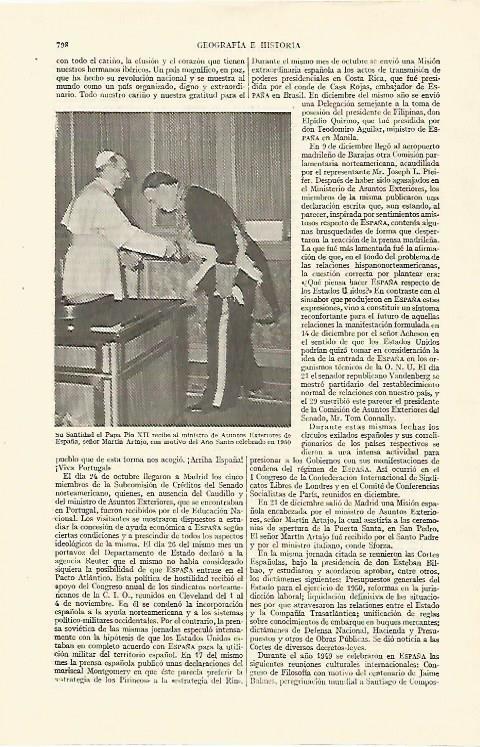 LAMINA ESPASA 26777: El Papa Pio XII con Martin Artajo
