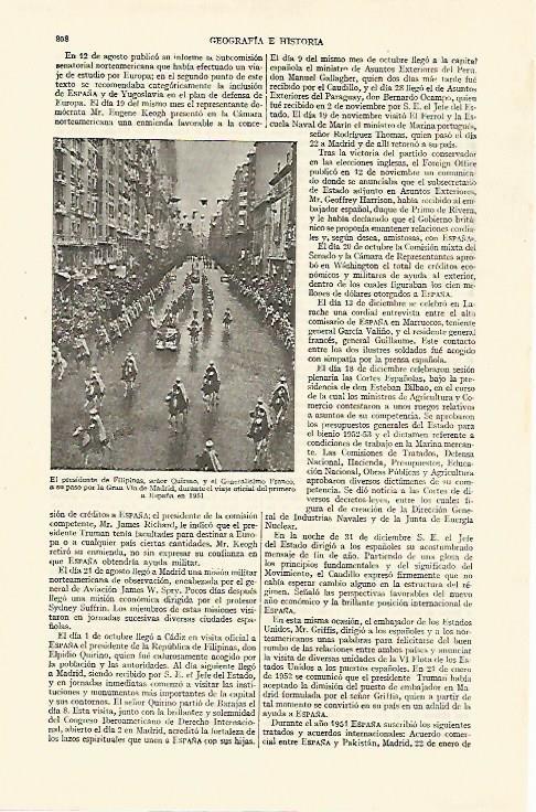 LAMINA ESPASA 26778: El presidente de Filipinas y Franco en 1951