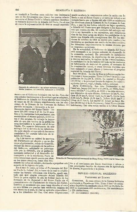 LAMINA ESPASA 26787: Churchill con el canciller aleman Adenauer