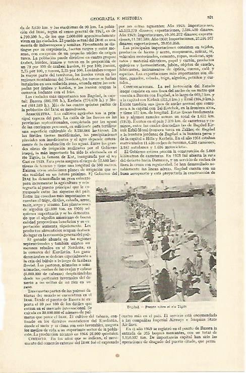LAMINA ESPASA 26789: Puente sobre el Tigris en Bagdad Irak