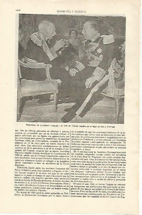 LAMINA ESPASA 26800: Franco y el presidente Carmona de Portugal