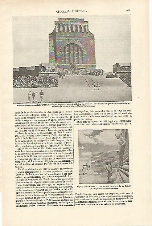 LAMINA ESPASA 26806: Monumento en Pretoria Sudafrica