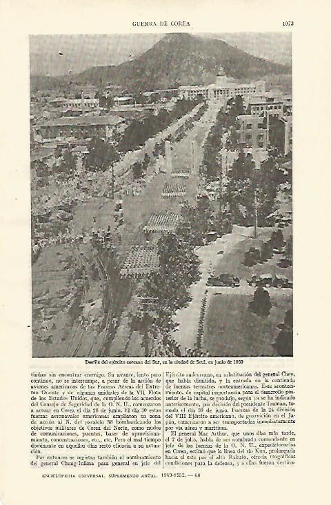 LAMINA ESPASA 26808: Desfile del ejercito de Corea del Sur en 1950