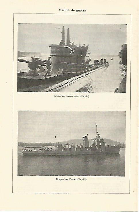 LAMINA ESPASA 26817: Submarino General Mola y Dragaminas Tambre de España