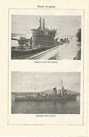 LAMINA ESPASA 26817: Submarino General Mola y Dragaminas Tambre de España
