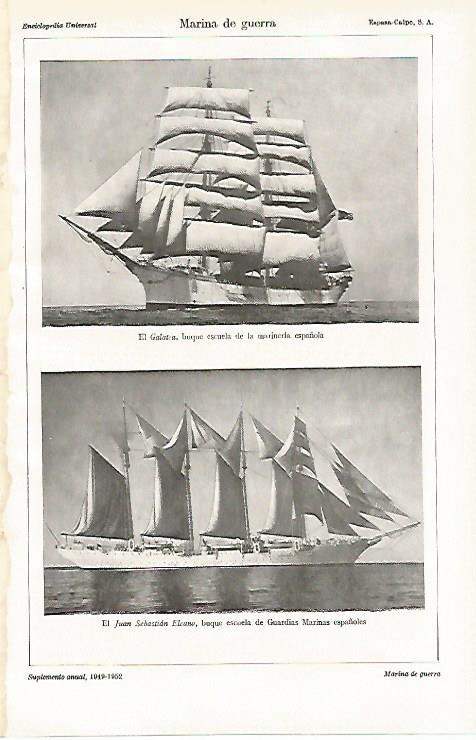 LAMINA ESPASA 26819: Buque escuela Galata y el Juan Sebastian Elcano