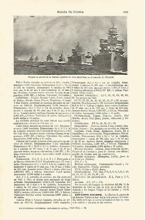 LAMINA ESPASA 26820: Buques de guerra de la Marina española