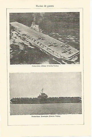 LAMINA ESPASA 26822: Portaaviones Midway y el Bennington de Estados Unidos