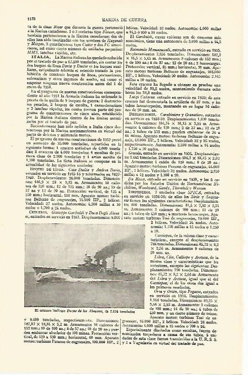 LAMINA ESPASA 26833: El crucero Duque de los Abruzzos de Italia