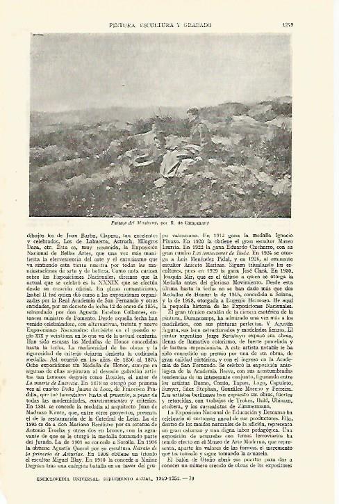 LAMINA ESPASA 26843: Paisaje del Montseny por R. de Campmany