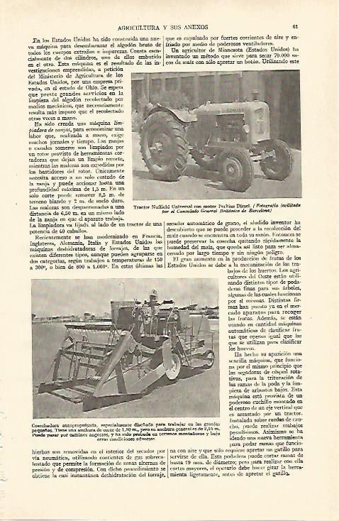LAMINA ESPASA 26892: Tractor Nuffield Universal y cosechadora autopulsadora
