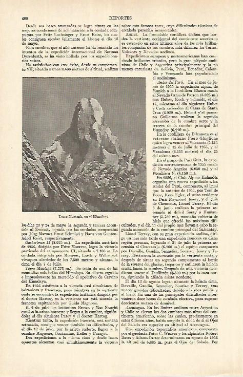LAMINA ESPASA 26938: Torre Mustagh en el Himalaya
