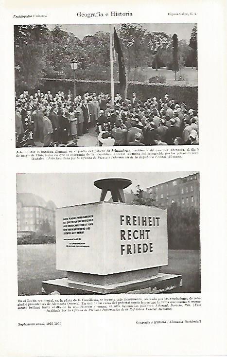 LAMINA ESPASA 26952: Izada de la bandera de Alemania en 1955