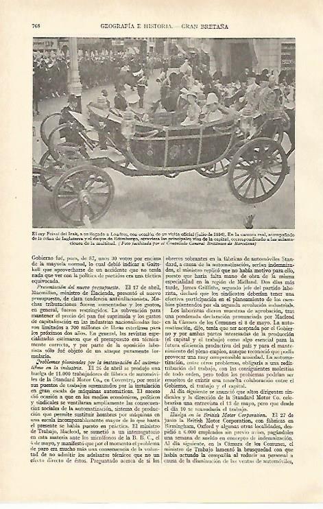 LAMINA ESPASA 27004: El rey Feisal de Irak en Londres 1956