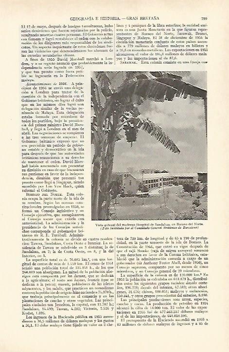 LAMINA ESPASA 27015: Hospital de Sandakan Borneo del Norte