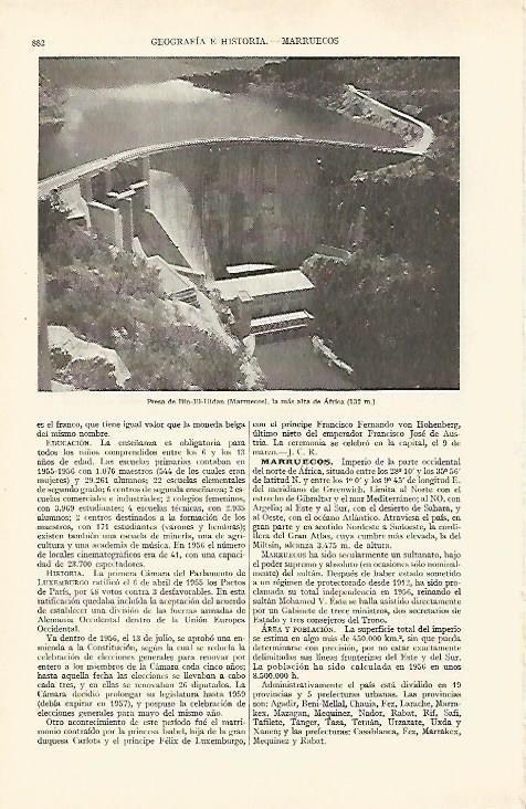 LAMINA ESPASA 27029: Presa de Bin-El-Uidan Marruecos