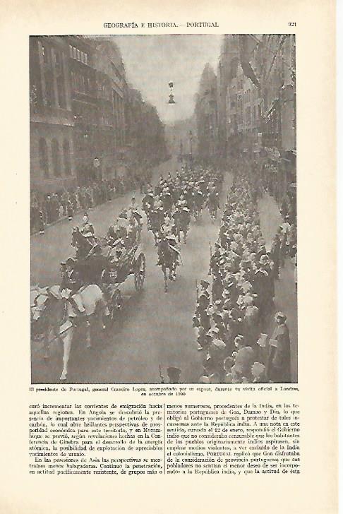 LAMINA ESPASA 27033: Craveiro Lopes en visita oficial a Londres en 1955