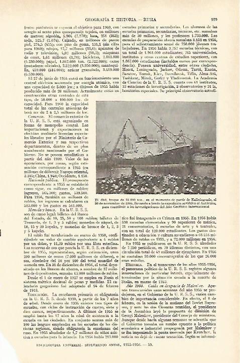 LAMINA ESPASA 27034: El Obb con la expedicion sovietica al Antartico