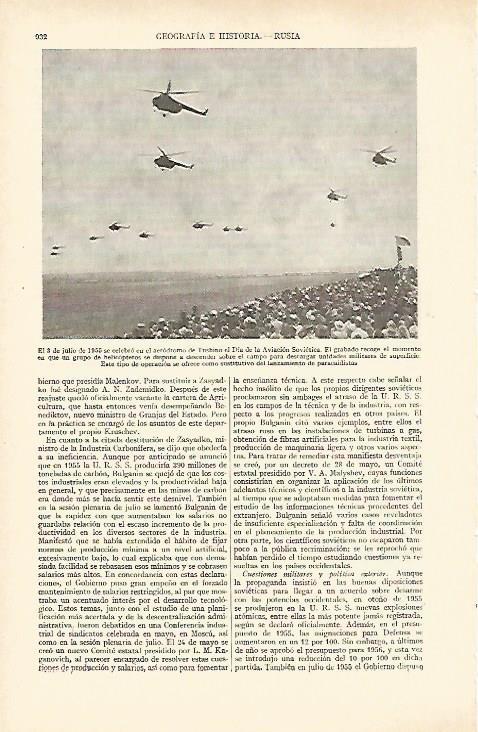 LAMINA ESPASA 27035: Dia de la Aviacion Sovietica del 3 de julio de 1955