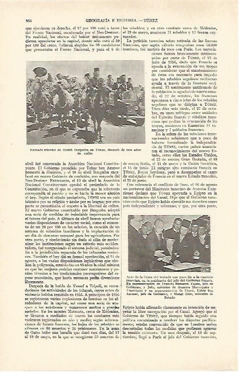 LAMINA ESPASA 27036: Entrada triunfal de Burguiba en Tunez 