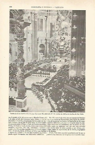LAMINA ESPASA 27039: Beatificacion de Inocencio XI en 1956