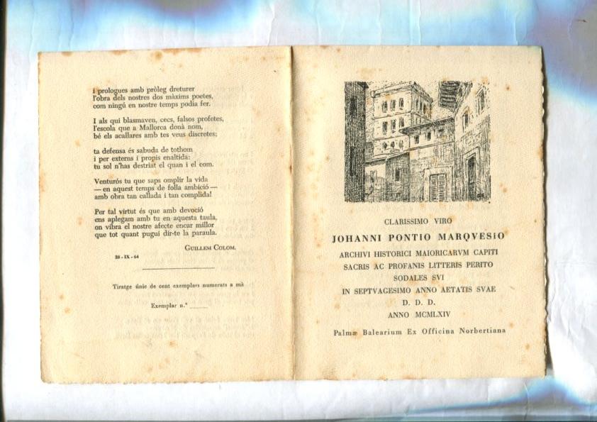 Johanni Pontio Marqvesio + hoja adicional rsposta del jubilat davant de nadal