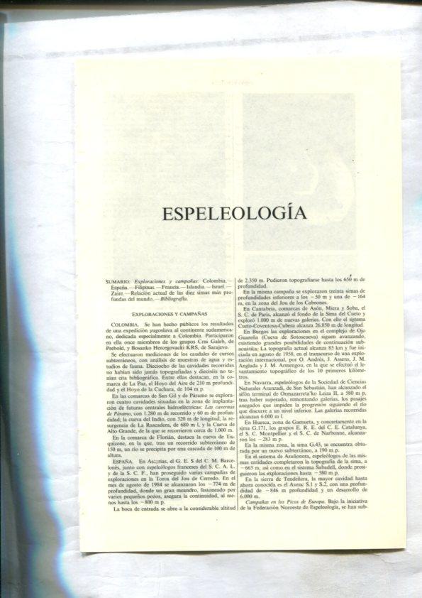 Espasa Calpe: Espeleologia universal (articulo de 5 paginas)