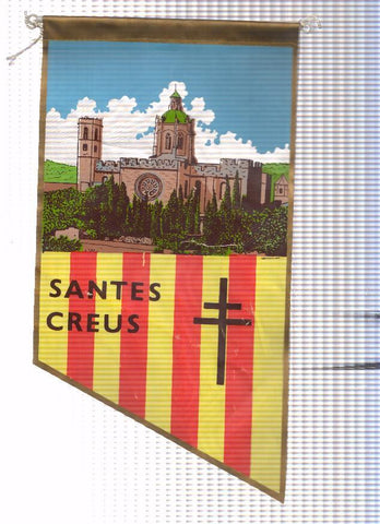 BANDERIN: SANTES CREUS - Ilustracion del Monasterio de Les Santes Creus en banderin no triangular