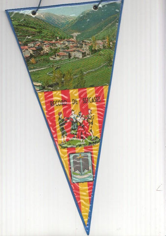 BANDERIN: SETCASES, Girona - Imagen aerea general y escudo de la localidad