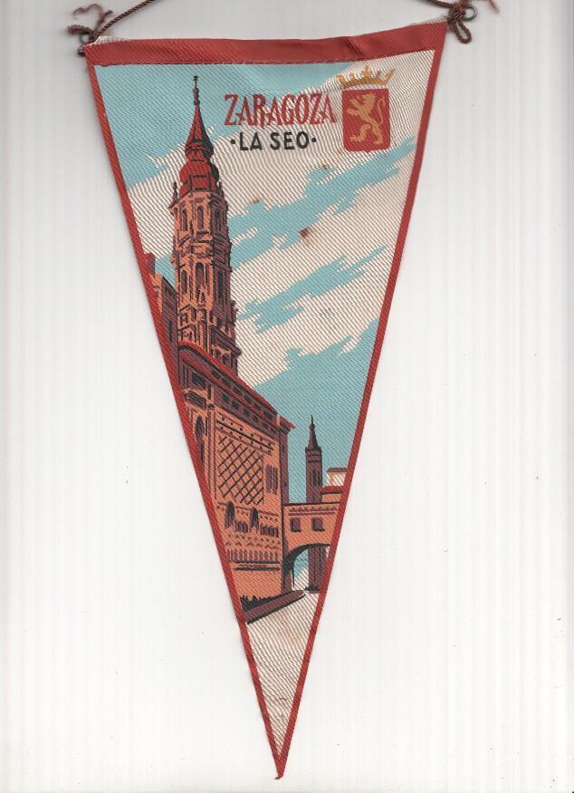 BANDERIN: ZARAGOZA - Ilustracion de LA SEO de Zaragoza y escudo de la localidad