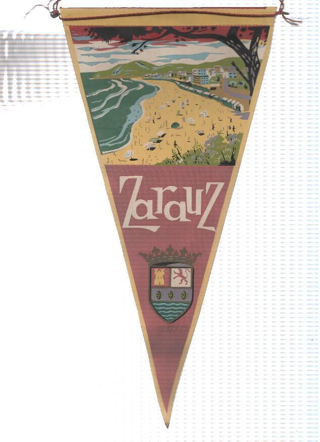 BANDERIN: ZARAUZ (Guipuzcoa) - Ilustracion de playa de ZARAUZ y escudo