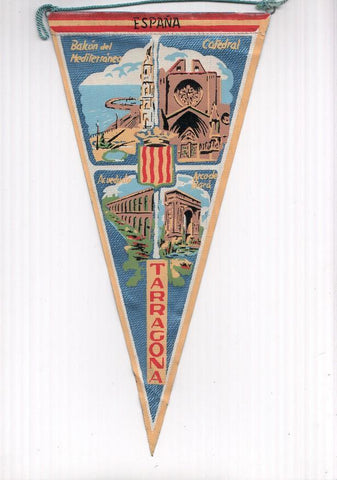 BANDERIN: TARRAGONA - Ilustracion del Balcon Mediterraneo, Catedral, Acueducto y Arco de Bara de Tarragona